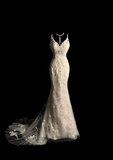 Vintage Wedding Dress Mermaid Spaghetti Straps Lace White Long Boho Wedding Dresses Retro 1970s Bridal Gowns HZ1214