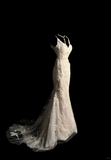 Vintage Wedding Dress Mermaid Spaghetti Straps Lace White Long Boho Wedding Dresses Retro 1970s Bridal Gowns HZ1214