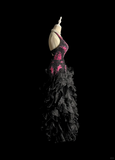 Vintage Ball Gown Halter Black Beaded Long Prom Dress Party Dress Graduation Dresses Evening Gowns HZ1214