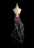 Vintage Ball Gown Halter Black Beaded Long Prom Dress Party Dress Graduation Dresses Evening Gowns HZ1214