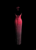 Vintage Mermaid Halter Sequin Pink Backless Long Prom Dress Party Dress Graduation Dresses HZ1214