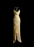 Vintage Mermaid Spaghetti Straps Champagne Lace Long Prom Dress Party Dress Graduation Dresses HZ1214