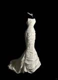 Vintage Wedding Dress Mermaid Strapless Ivory Taffeta Long Wedding Dresses Retro 1970s Bridal Gowns HZ1214