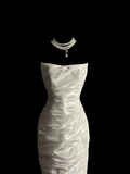 Vintage Wedding Dress Mermaid Strapless Ivory Taffeta Long Wedding Dresses Retro 1970s Bridal Gowns HZ1214