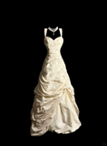 Vintage Wedding Dress Ball Gown Sweetheart Ivory Taffeta Long Wedding Dresses Retro 1970s Bridal Gowns HZ1214