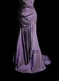 Vintage Mermaid Spaghetti Straps Taffeta Grape Pleated Long Prom Dress Party Dress Graduation Dresses HZ1214