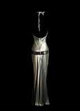 Vintage Sheath Halter Gray Long Prom Dress Party Dress Graduation Dresses HZ1214