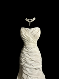 Vintage Wedding Dress Mermaid Sweetheart Ivory Taffeta Long Wedding Dresses Retro 1970s Bridal Gowns HZ1214