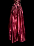 Vintage A line Straps Burgundy Satin Long Prom Dress Party Dress Graduation Dresses HZ1214