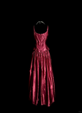 Vintage A line Straps Burgundy Satin Long Prom Dress Party Dress Graduation Dresses HZ1214