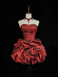 Classy A Line Strapless Taffeta Short Homecoming Dress Cocktail Dress Hoco Dresses HZ1214