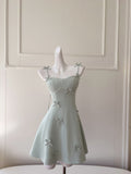 Sexy A line Spaghetti Straps Sage Green Satin Short Homecoming Dress Summer Hoco Dresses Cocktail Dress Birthday Outfits HZ1214