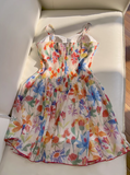 Sexy A line Spaghetti Straps Floral Chiffon Short Homecoming Dress Summer Hoco Dresses Cocktail Dress Birthday Outfits HZ1214
