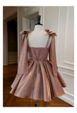 Sexy A line Spaghetti Straps Satin Brown Short Homecoming Dress Summer Hoco Dresses Cocktail Dress Birthday Outfits HZ1214