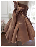 Sexy A line Spaghetti Straps Satin Corset Back Short Homecoming Dress Summer Hoco Dresses Cocktail Dress Birthday Outfits HZ1214