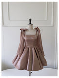 Sexy A line Spaghetti Straps Satin Corset Back Short Homecoming Dress Summer Hoco Dresses Cocktail Dress Birthday Outfits HZ1214