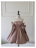 Sexy A line Spaghetti Straps Satin Corset Back Short Homecoming Dress Summer Hoco Dresses Cocktail Dress Birthday Outfits HZ1214