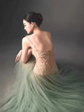 Elegant A line Spaghetti Straps Mint Green Prom Dresses Formal Summer Wedding Guest Dresses Wedding Guest Outfit HZ1214