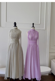 Elegant A line High Neck Chiffon Prom Dresses Formal Summer Wedding Guest Dresses Wedding Guest Outfit HZ1214