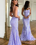 Mermaid Scoop Lace Long Prom Dress HZ1108