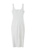White/Black Sleeveless Square Neck Suspender Dress HZ1108