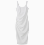 White/Black Sleeveless Square Neck Suspender Dress HZ1108