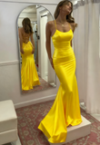 Cute Mermaid Scoop Neck Pink Satin Long Prom Dress HZ1108