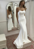 Cute Mermaid Scoop Neck Pink Satin Long Prom Dress HZ1108