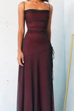 Sheath Spaghetti Straps Tulle Long Prom Dress with Silt HZ1108