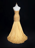 Vintage Green Mermaid Spaghetti Strap Satin Beaded Sequin Long Prom Dress Sweetheart Neck Evening Dress HZ1108