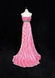 Pink Mermaid Spaghetti Straps Satin Beaded Long Prom Dress Beautiful Bridalmaid Dress Birthday Dress HZ1108