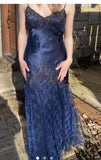 Vintage Spaghetti Straps Lace Beaded Prom Dress Graduation Prom Dress Adult Ceremony Dress HZ1108