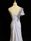 Mermaid Spaghetti Strap Chiffon Beaded Sequin Long Prom Dress Embroidered Applique Evening Gown HZ1108
