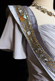 Mermaid Spaghetti Strap Chiffon Beaded Sequin Long Prom Dress Embroidered Applique Evening Gown HZ1108
