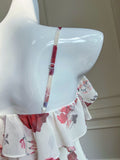 French ruffled halter dress with floral print HZ1108