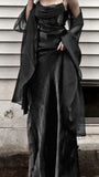 ??Vintage Dark Green Prom Dress Spaghetti Strap Chiffon Evening Gown with Shawl HZ1108