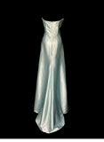 Green Bodycon Dress Strapless Satin Long Prom Dress Simple Evening Dress HZ1108