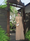 French style mesh ribbon tube top dress backless holiday maxi dress HZ1108