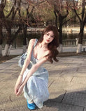 Tea Break French V-neck Floral Sling Dress HZ1108
