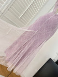 Purple Sweet Lace Applique Spaghetti Strap Mermaid Sleeveless Long Birthday Prom Dress Adult Ceremony Graduation Prom Dress HZ1108