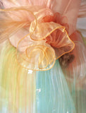 Beautiful Multicolor Strapless A-Line Tulle Long Prom Dress Wedding Dress Birthday Dress HZ1108