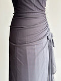 Sparkling Gradient Dark Gray Halter Neck Ruffle Sheath Prom Dress Birthday Dress HZ1108