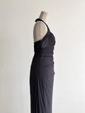 Sparkling Gradient Dark Gray Halter Neck Ruffle Sheath Prom Dress Birthday Dress HZ1108