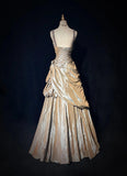 Sparkling A-Line V-neck Satin Backless Long Prom Dress Formal Evening Dress Graduation Prom Dress HZ1108