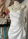 White Elegant Sheath Strapless Chiffon Prom Dress Birthday Dress HZ1108