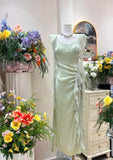 Gentle Pink Ruffled Bodycon Dress Chiffon V-Neck Ball Dress Birthday Dress HZ1108
