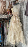 Sweet Light Yellow A-Line Spaghetti Straps Tulle Layered Prom Dress Beaded Sequin Birthday Dress HZ1108