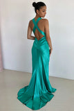 Simple Sheath V Neck Yellow Long Backless Prom Dress Sleeveless Party Dress HZ1108