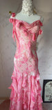 Sweet Pink Spaghetti Strap Sheath Vintage Chiffon Sequined Ball Dress Birthday Party Dress HZ1108