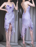 Lavender Vintage Beading Spaghetti Strap Prom Dress Backless Sexy Evening Dress HZ1108